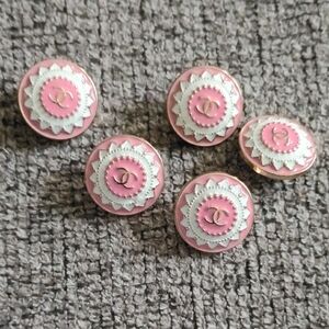 CHANEL Pink and White button Set Of 4